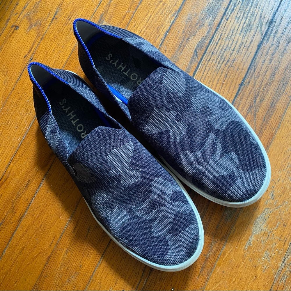 Rothy's Camouflage Slip-On Sneakers - Black and Gray